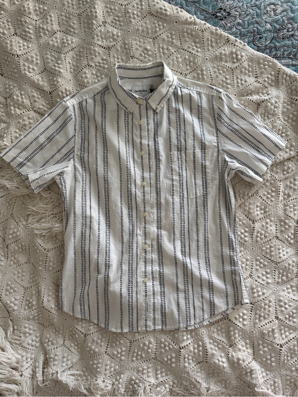 Goodfellow & Co White Short-Sleeve Striped Button-Down Shirt